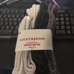 NWT Lucky Brand Womens Super Soft Boot Socks 4 Pairs Size 5-10 Colors $50 FFF166